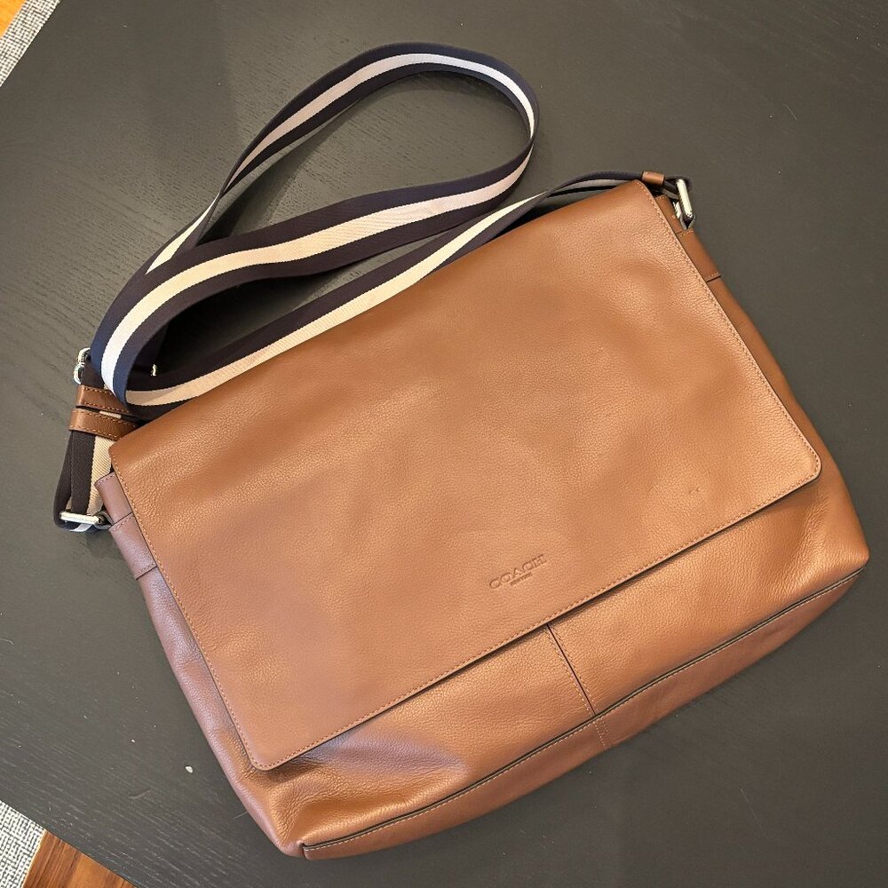 Coach Charles Men's Large Brown Leather Messenger Bag